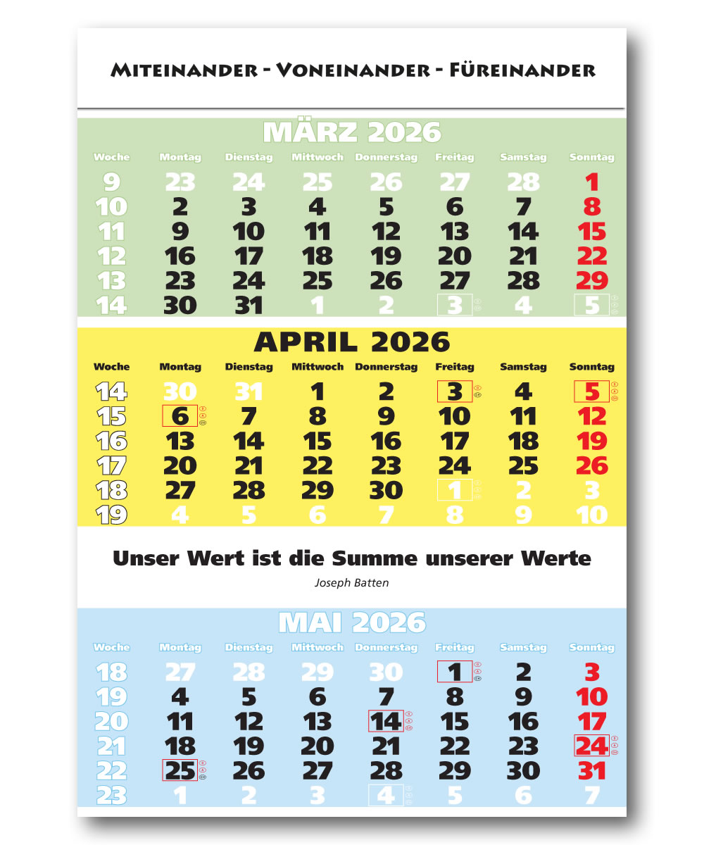 IMPULS-3-Monatsspruch Kalender 2026 **