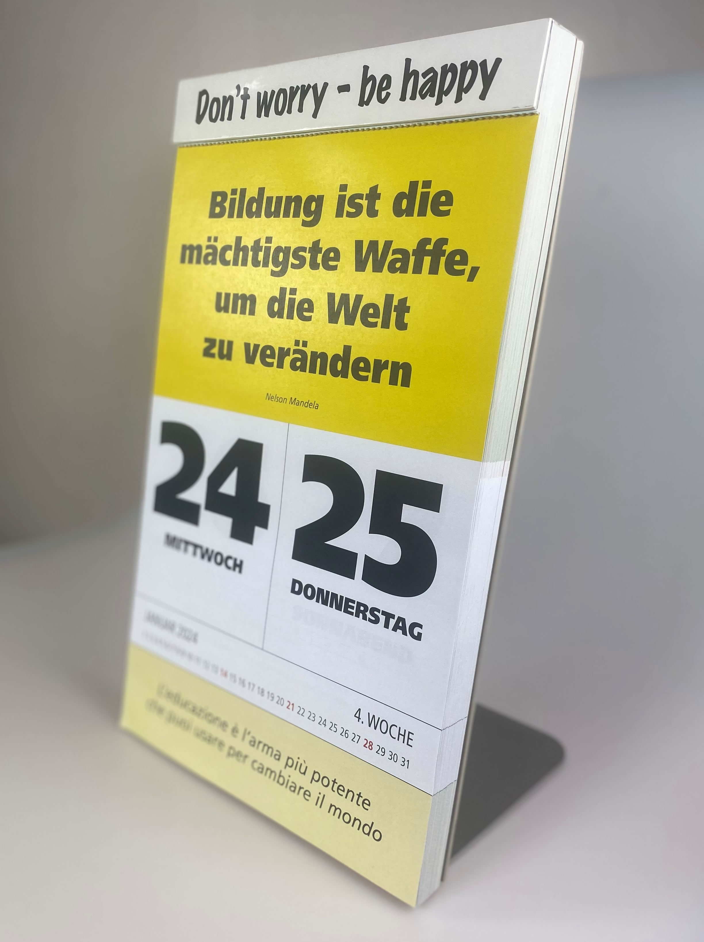 Kalenderaufsteller aus Alu passend für den ZWEI-(2)Tagesspruch-Kalender -doppio-  | Größe 21 x 34 cm