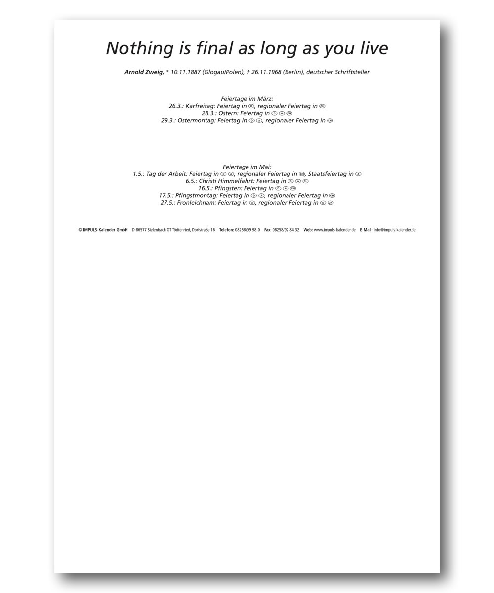 IMPULS-3-Monatsspruch Kalender 2027 **