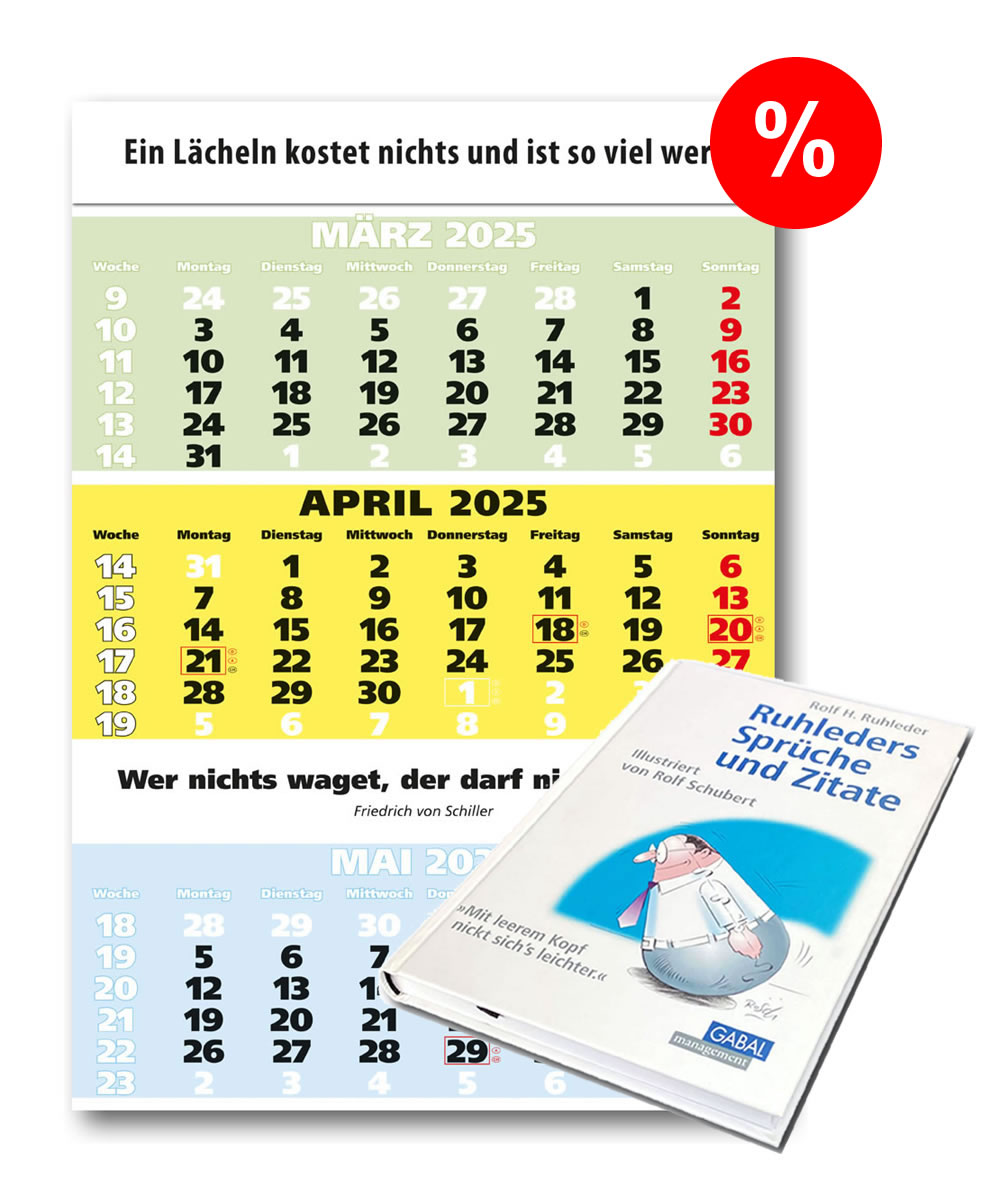 Set-Angebot IMPULS-3-Monatsspruch-Kalender 2025 und Rolf H. Ruhleder-Spruchbuch