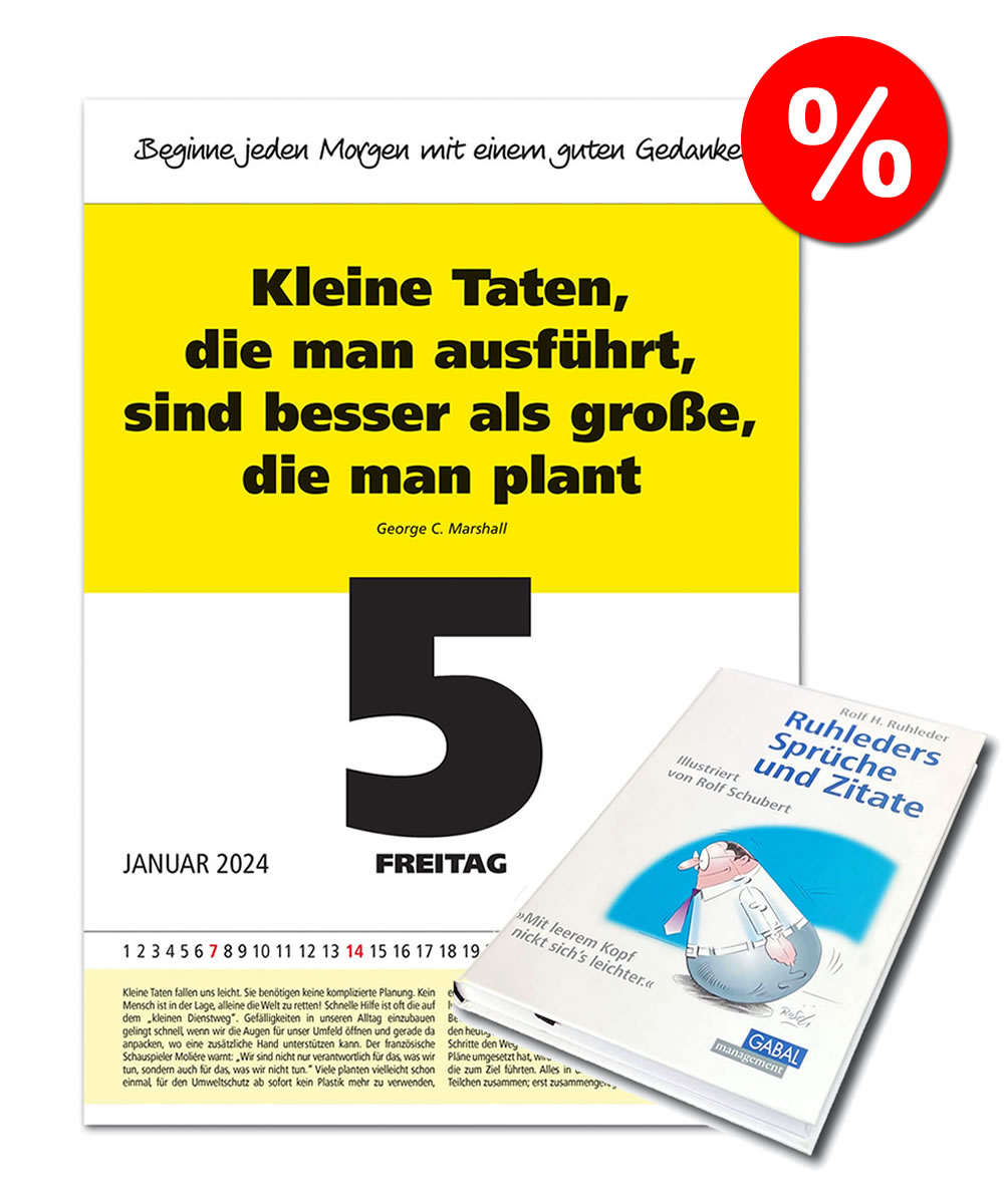 Set-Angebot IMPULS-TAGESSPRUCH-Kalender Saison 2024 und Rolf H. Ruhleder-Spruchbuch