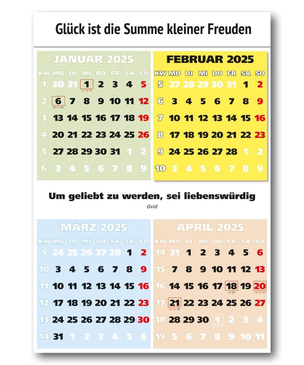 Impuls 4-Monatsspruch Kalender 2025 Leitspruch Zitate Sprüche Zitatekalender Spruchkalender 